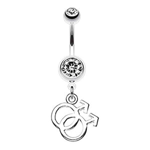 Double Male Symbol Gay Pride WildKlass Belly Button Ring-WildKlass Jewelry