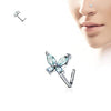 WildKlass CZ Butterfly 316L Surgical Steel L Bend Nose Stud Rings-WildKlass Jewelry