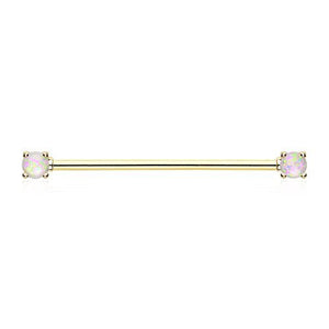 Golden Opal Sparkle Prong Industrial Barbell-WildKlass Jewelry