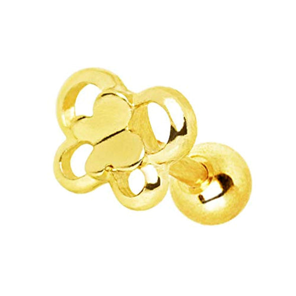 Gold Plated Double Butterfly WildKlass Cartilage Earring-WildKlass Jewelry