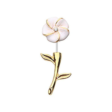 Golden Plumeria WildKlass Fake Taper Earring-WildKlass Jewelry