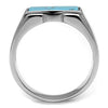 WildKlass Stainless Steel Ring High Polished Men Synthetic Sea Blue-WildKlass Jewelry