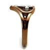 WildKlass Stainless Steel Ring Two Tone IP Light Brown (IP Light Coffee) Women Top Grade Crystal Clear-WildKlass Jewelry