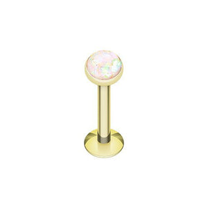 Golden Opal Glitter Shower Dome 316L Surgical Steel Labret Monroe-WildKlass Jewelry