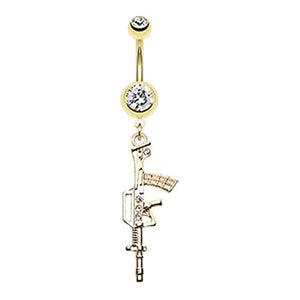 Golden Assault Rifle WildKlass Belly Button Ring-WildKlass Jewelry