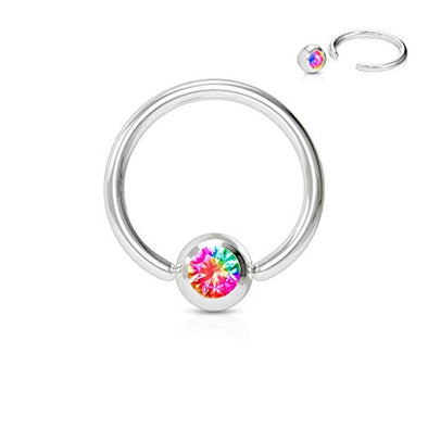 WildKlass Press Fit Gem Ball 316L Surgical Steel Captive Bead Ring-WildKlass Jewelry