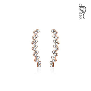 Pair of Crystal Paved Lined Squares WildKlass Ear Crawler/Ear Climber-WildKlass Jewelry