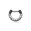 Teal Septum Clicker 16g 1/4" 6mm Colorline Glistening Multi Gem Septum Ring-WildKlass Jewelry