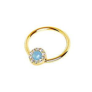 Gold Plated Jeweled Synthetic Opal WildKlass Captive Bead Ring Nipple Jewelry-WildKlass Jewelry