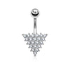CZ Paved Triangle 316L Surgical Steel WildKlass Belly Button Navel Rings-WildKlass Jewelry