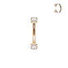 Plated Prong Set Clear CZ Internally Threaded 316L Surgical Steel WildKlass Eyebrow Curve Ring-WildKlass Jewelry