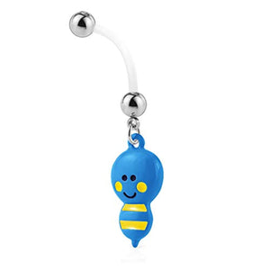 WildKlass Bumble bee Dangle Pregnancy Belly Rings Bioflex with 316L Surgical Steel Balls-WildKlass Jewelry