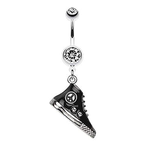 High Top Peace Sneaker Charm WildKlass Belly Button Ring-WildKlass Jewelry