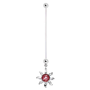 PTFE Pregnancy WildKlass Navel Ring with Glitter Sol Sunburst Dangle-WildKlass Jewelry