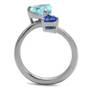 WildKlass Stainless Steel Ring High Polished Women AAA Grade CZ Sea Blue-WildKlass Jewelry