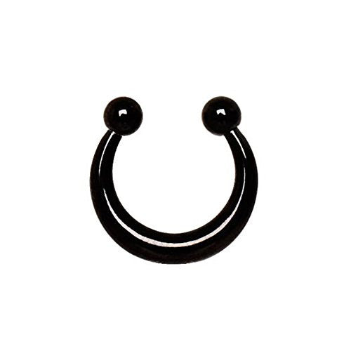 WildKlass PVD Plated Fake Septum Clicker with Removable Balls-WildKlass Jewelry