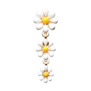 Golden Reversible One Daisy at a Time WildKlass Belly Button Ring-WildKlass Jewelry