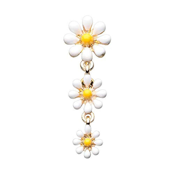 Golden Reversible One Daisy at a Time WildKlass Belly Button Ring-WildKlass Jewelry