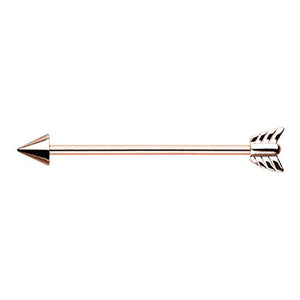 Katniss Rose Gold Arrow WildKlass Industrial Barbell-WildKlass Jewelry