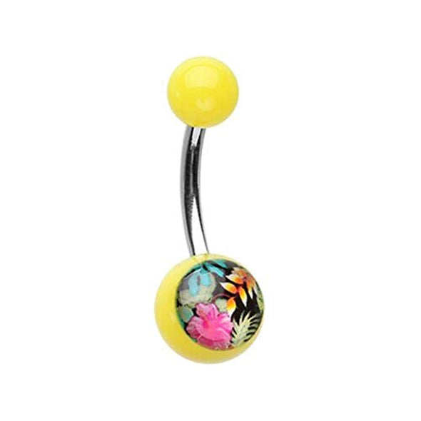 Hawaiian Flower Acrylic Logo WildKlass Belly Button Ring-WildKlass Jewelry