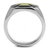 WildKlass Stainless Steel Ring Two-Tone IP Gold Men Epoxy Jet-WildKlass Jewelry