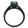 WildKlass Stainless Steel Ring IP Black Women Synthetic Blue Zircon-WildKlass Jewelry