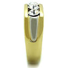 WildKlass Stainless Steel Ring Two-Tone IP Gold Men Top Grade Crystal Clear-WildKlass Jewelry