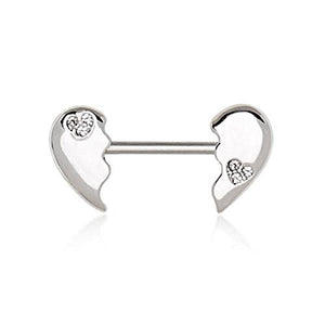 316L Stainless Steel Broken Heart WildKlass Nipple Bar-WildKlass Jewelry