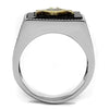 WildKlass Stainless Steel Ring Two-Tone IP Gold Men Semi-Precious Jet-WildKlass Jewelry