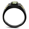 WildKlass Stainless Steel Ring IP Black Men AAA Grade CZ Olivine Color-WildKlass Jewelry