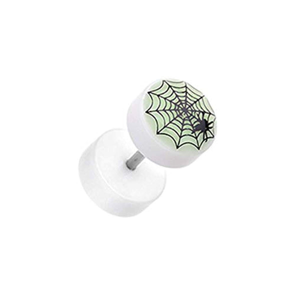 Glow in the Dark Spider Web Acrylic WildKlass Fake Plug-WildKlass Jewelry