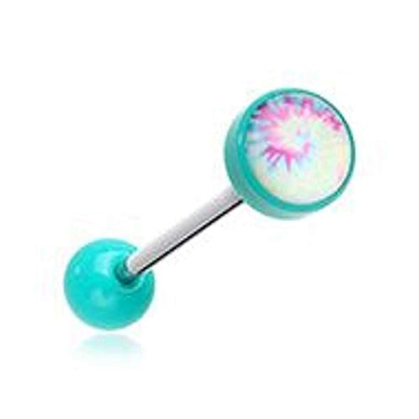 Pastel Tie-Dye Logo Acrylic WildKlass Barbell Tongue Ring-WildKlass Jewelry