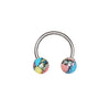 316L Stainless Steel Horseshoe with Synthetic Stones WildKlass Circular Barbell-WildKlass Jewelry