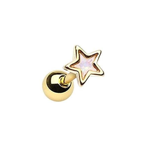 Golden Opal Star Shape WildKlass Cartilage Tragus Earring-WildKlass Jewelry