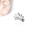 CZ Paved Tiara Top 316L Surgical Steel WildKlass Ear Cartilage Barbell Studs-WildKlass Jewelry