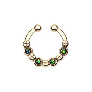 Golden Aurea Sparkle WildKlass Fake Septum Clip-On Ring-WildKlass Jewelry