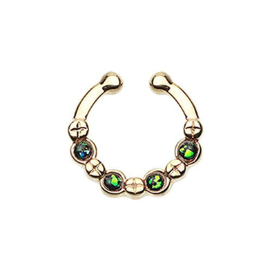 Golden Aurea Sparkle WildKlass Fake Septum Clip-On Ring-WildKlass Jewelry