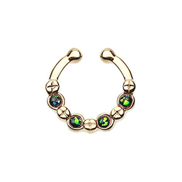 Golden Aurea Sparkle WildKlass Fake Septum Clip-On Ring-WildKlass Jewelry