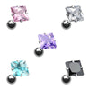 Silver, Gold, Rose Gold Square Gem Crystal Cartilage Tragus Earring-WildKlass Jewelry