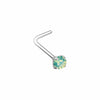 Gold, Silver Prong Set Opalite Gem Top Steel L-Shaped, Stud Nose Ring-WildKlass Jewelry
