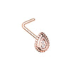Golden & Silver & Rose Gold Classic Ornate Teardrop L-Shape Nose Ring-WildKlass Jewelry