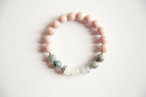 Rhodonite, Moss Agate & Moonstone Bracelet-WildKlass Jewelry