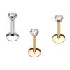 Silver, Gold, Rose Gold Gem Top Prong Set Steel Labret-WildKlass Jewelry