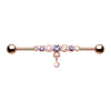 Colored & Silver & Rose Gold Dazzling Gem Row Dangle Industrial Barbell-WildKlass Jewelry