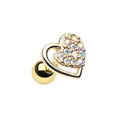 Silver & Gold Dreamy Heart Cartilage Tragus Earring-WildKlass Jewelry