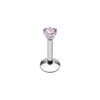 Silver, Gold, Rose Gold Gem Top Prong Set Steel Labret-WildKlass Jewelry