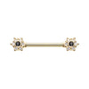 Gold, Rose Gold Twinkle Starburst CZ Ornate Nipple Barbell Ring-WildKlass Jewelry