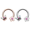 Rose Gold & Silver Spring Butterfly Flower Horseshoe Circular Barbell-WildKlass Jewelry