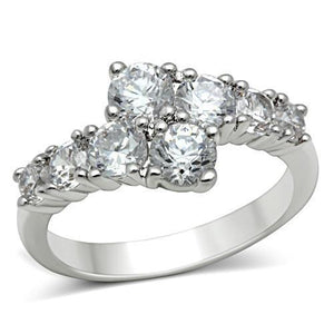 3W132 Rhodium Brass Ring with AAA Grade CZ in Clear-WildKlass Jewelry