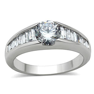 3W133 Rhodium Brass Ring with AAA Grade CZ in Clear-WildKlass Jewelry